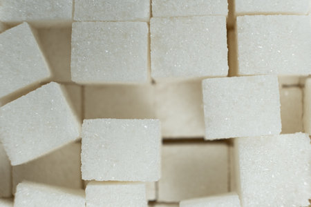 Cubes of white crystalline beetroot refined sugarの写真素材