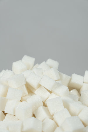 Cubes of white crystalline beetroot refined sugarの写真素材