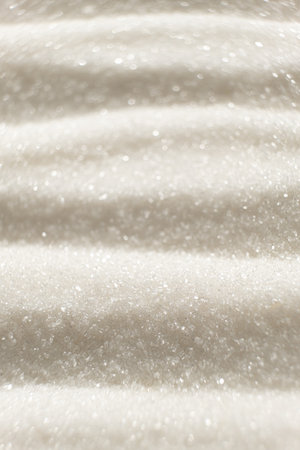 White crystalline sugar texture, vertical culinary creative background, space for textの写真素材