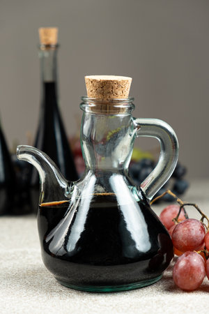 Natural Balsamic Vinegar In Glass Cruet With Cork.の写真素材