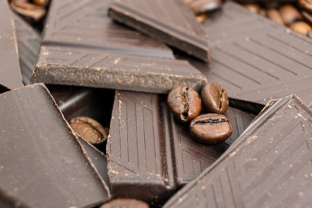 Dark Chocolate Chunks Infused with Coffee Aroma.の写真素材
