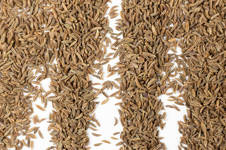 Dried Cumin Seeds Close-Up Culinary Ingredient on White Top View