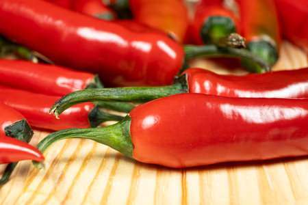Close-Up of Vibrant Chili Pepper Selectionの写真素材