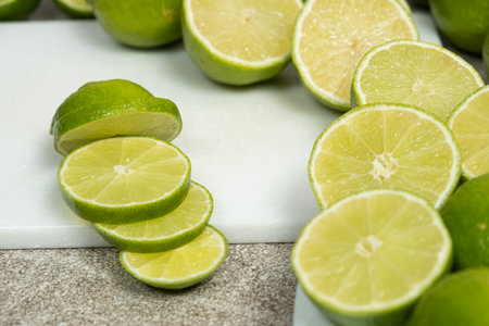 Close Up Sliced Fresh Lime Fruit.の写真素材