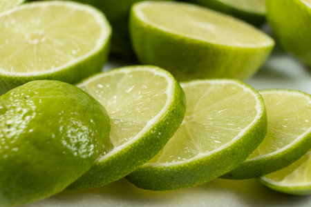 Close Up Sliced Fresh Lime Fruit.の写真素材