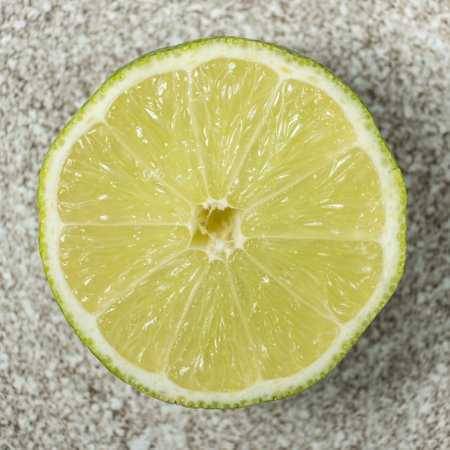 Cut Lime Fruit Showing Pulp and Textureの写真素材