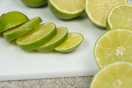 Close Up Sliced Fresh Lime Fruit.の写真素材