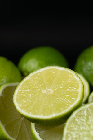 Healthy Lime Halves with Vibrant Colorの写真素材