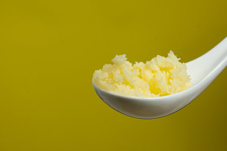 Ghee Butter In A Spoon Copy Space for Textの写真素材