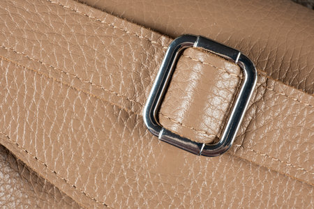 Metal Hardware On Leather Bag Strapの写真素材