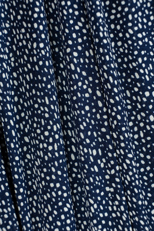 Blue Polyester Fabric with White Spotsの写真素材