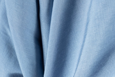 Blue Polyester Elastane Fabric Close-up.の写真素材