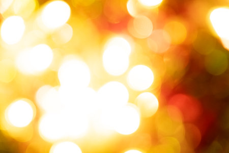 Golden Holiday Lights Blurred for Seasonal Sales.の写真素材