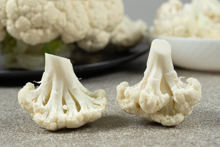 Fresh Farm-Grown Cauliflower Ready for Healthy Vegetarian Cookingの写真素材