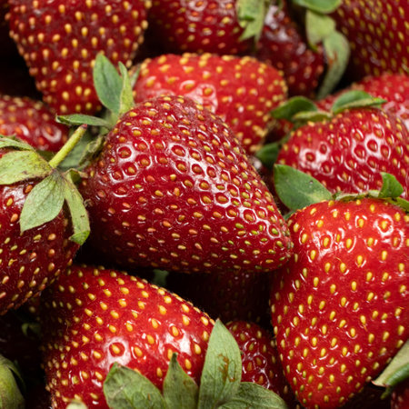 Ripe Strawberries Close-Up. Summer Fruit Pattern for Advertisementの写真素材