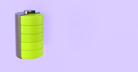 Charging battery, view from inside, space for text.の写真素材