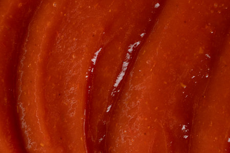 Macro Texture of Natural Ketchup. Abstract Culinary Background Top View.の写真素材