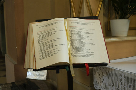 The Open Bible in the Catholic Church. 19 October 2025, Goestling an der Ybbs, Austriaのeditorial素材