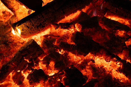 Warm Background of Extremely Hot Firewood