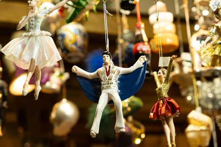 Elvis Presley Christmas Ornament Among Ballerina Figurines. December 20, 2025, Vienna, Austria.