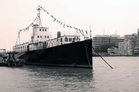 A Ship on the River Thames, London.