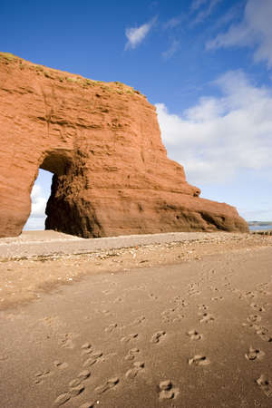 The Red rock on the coast of Dawlish, Devon.の写真素材