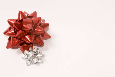 A Red Ribbon against a white backgroundの写真素材