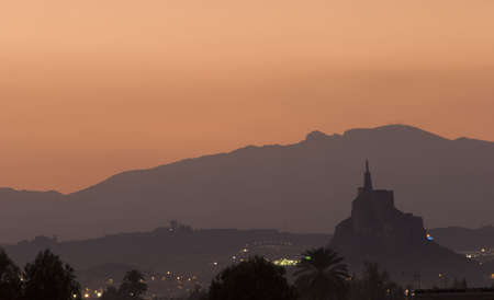 Monteagudo statue and castle in Murcia, Spain.の写真素材