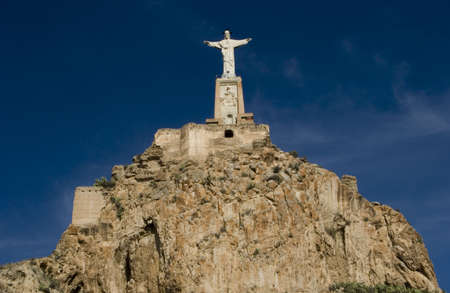 Monteagudo statue and castle in Murcia, Spain.の写真素材
