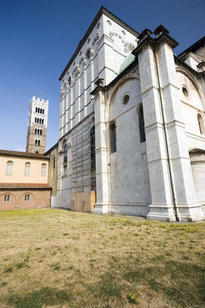 Piazza del Duomo and cathedral of San Martino ,Lucca, Tuscany, Italy.の写真素材