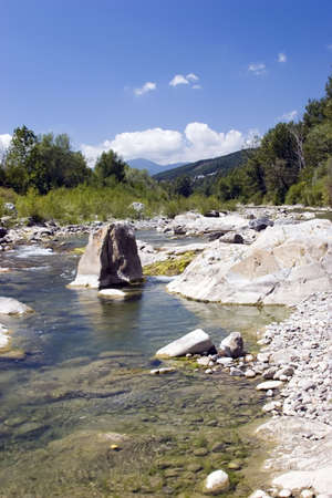 A mountain stream in Borgo val di Taro, Italy.の写真素材