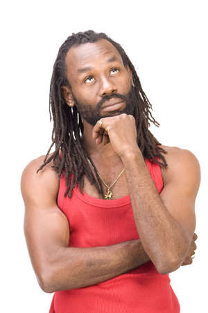 A black man isolated on a white background.の写真素材