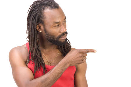 A black man isolated on a white background.の写真素材