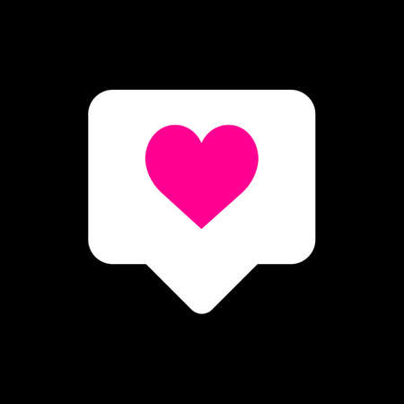 Social Media Pink Like. Heart Social Media Element On Black Background