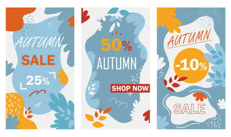 Autumn Sale Stories Floral Style Illustrationのイラスト素材