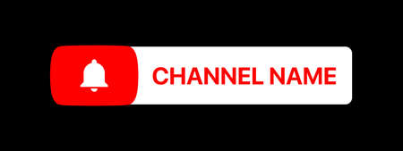 Channel Name Title With Subscribe Button. Social Media Vector Element On Black Backgroundのイラスト素材