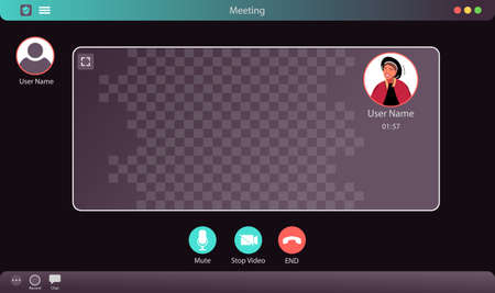 Video Call Interface. Meeting App Interface Concept Vector Illustrationのイラスト素材