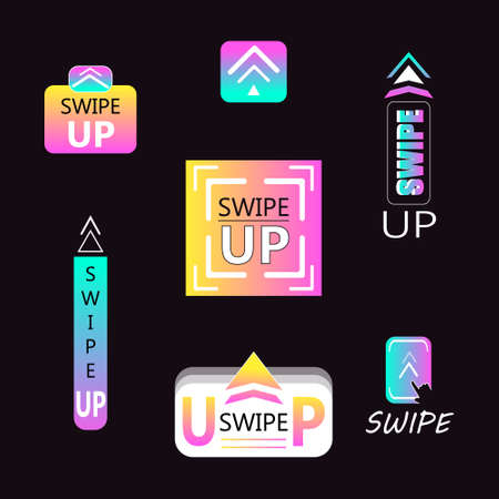 Creative Gradient Swipe Up Icon Set Vector Illustration On Black Backgroundのイラスト素材