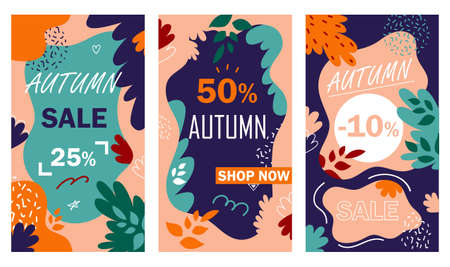 Autumn Sale  Stories. Floral Style Vector Illustration. Vector illustrationのイラスト素材