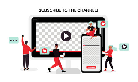 Bloggers Make Content for Social Networks. Flat Vector Illustration
