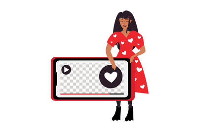 Woman Blogger With Smartphone Vector Illustrationのイラスト素材