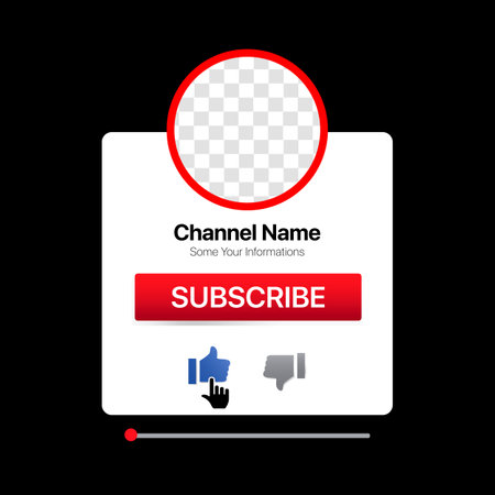 Profile Interface. White Pop Up Window. Subscribe Button. Bell, Like. Vector Illustration with Blank Backgroundのイラスト素材
