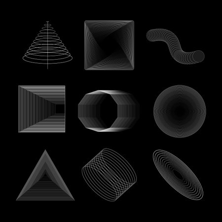 Vector Geometric Shapes Set. Abstract Shapes. Brutal Design Elements. Abstract Blended Geometric...