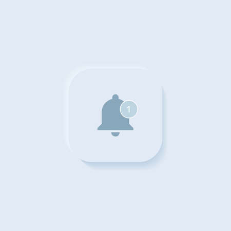 Get notified icon. Bell Button with notification. Neumorphism Vector Illustration On white Background. Vector illustrationのイラスト素材