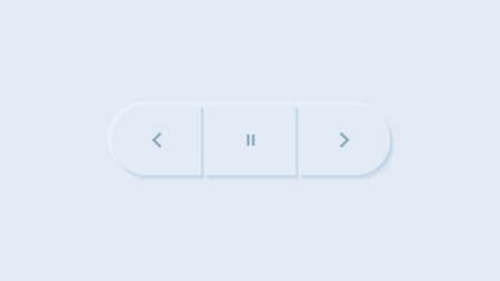 Neumorphism white buttons. Pause and music switch icons. Vector illustration