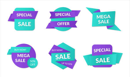 Collection of Sale banners. Shopping discount tags. Set of labels. Vector illustrationのイラスト素材