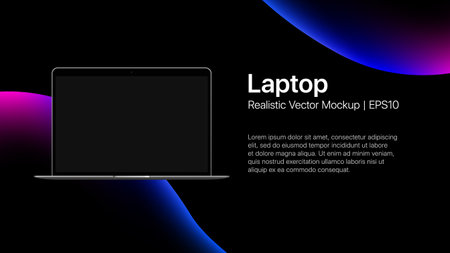 Presentation slide with Laptop Mockup on liquid bubbles background. Vector illustrationのイラスト素材