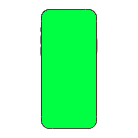 Smartphone Realistic Blank Vector Mockup with Green Chromakey Screen. Vector illustrationのイラスト素材
