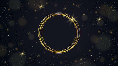 Luxurious modern background on golden rings and circles. Vector illustration