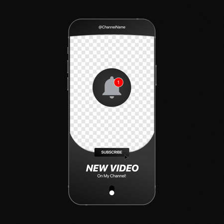 Social Media Promotion Stories With Transparent Background, Subscribe Button, Bell Notification, Swipe Icon. Realistic Smartphone Mockup. Vector illustrationのイラスト素材